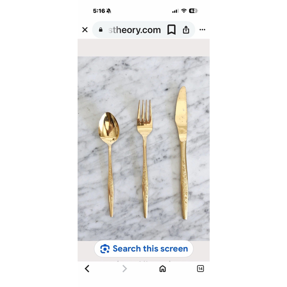 Golden Bouquet 24 kt Gold Electroplate 24 Pieces Flatware & Serving 1980’s - Picture 13 of 16